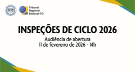 A imagem é um banner institucional do TRE-TO, com fundo claro e elementos gráficos nas cores ver...