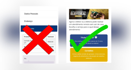 A imagem está dividida em duas partes. Lado esquerdo - Mostra uma tela de pagamento online, onde...