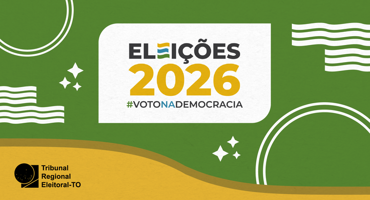 #ParaTodosVerem: A imagem é uma arte gráfica institucional sobre as Eleições 2026, com predominâ...