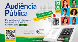 A imagem é um banner institucional de divulgação de uma audiência pública promovida pela Justiça...