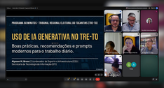 Esta é uma captura de tela de uma reunião virtual realizada na plataforma Google Meet, com foco ...