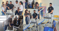 Montagem de fotos mostra servidores da Justiça Eleitoral realizando procedimentos de auditoria e...