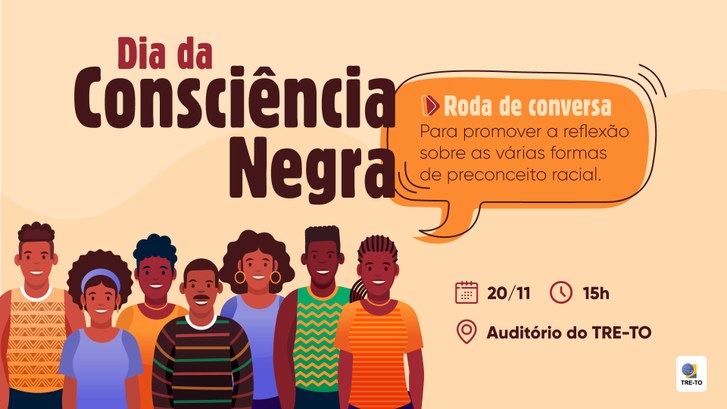 Dia da Consciência Negra: TRE-TO promove roda de conversa sobre os equidade racial Ilustração digital do evento