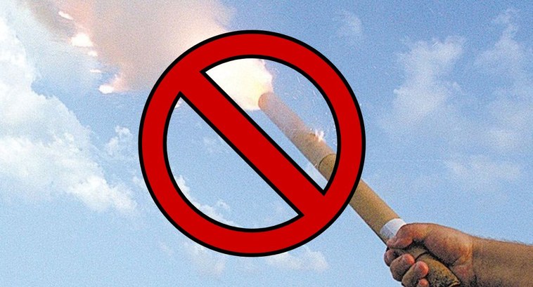 Eleições 2024: TRE-TO reforça importância do cumprimento da lei estadual que proíbe fogos de artifício Fogo de artifício com a logo de proibição em cima