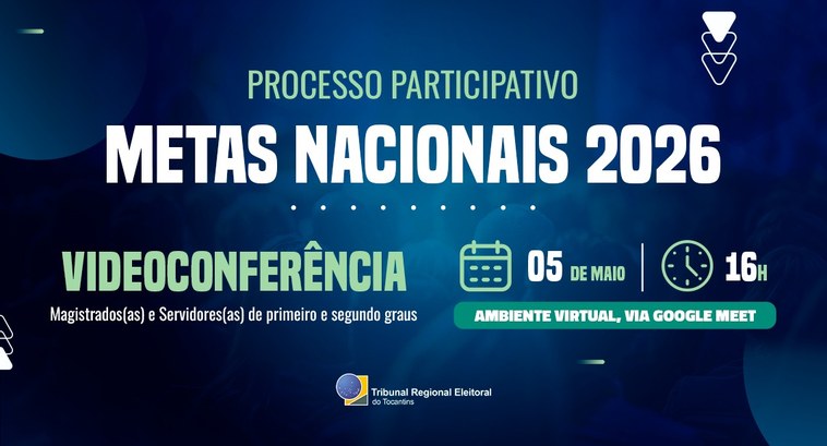 Gestão participativa: magistrados e servidores da Justiça Eleitoral tocantinense devem participar de reunião online no dia 5 de maio Gestão participativa: magistrados e servidores da Justiça Eleitoral tocantinense devem participa...