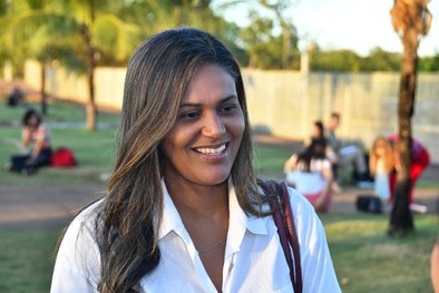 A candidata Franciele Pinheiro, veio de Salvador (BA)