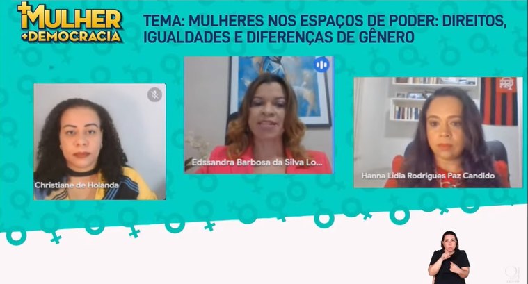 Live debate participação feminina nos espaços de poder Print de tela da live