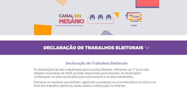 Mesários - Declaração de Dias Trabalhados, em 18.11.2020 Mesários - Declaração de Dias Trabalhados