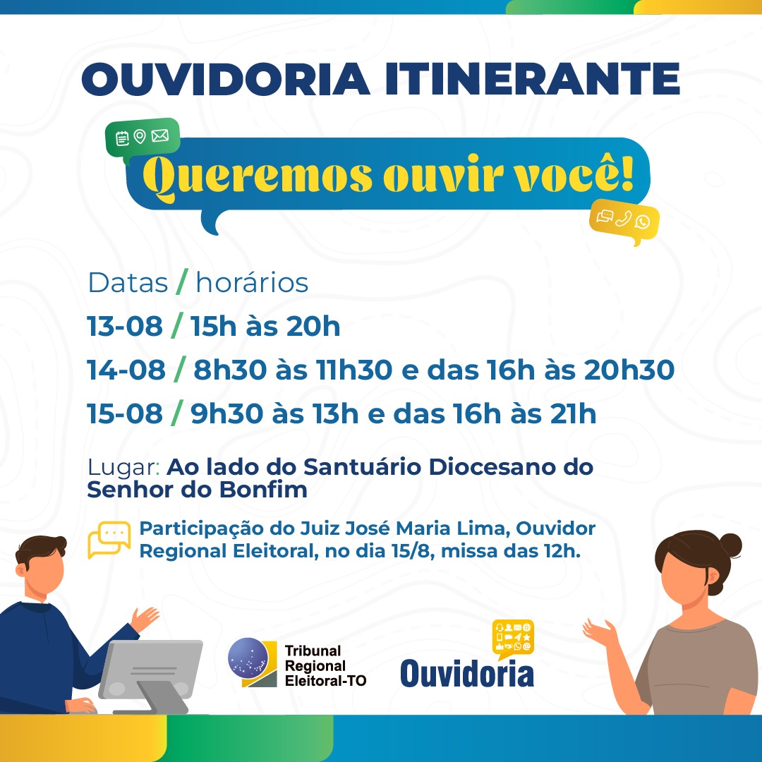 Ouvidoria do TRE-TO levará atendimento e informações durante Romaria do Nosso Senhor do Bonfim