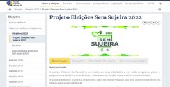 Página Projeto Eleições Sem Sujeira 2022