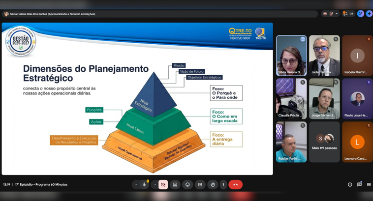 Apresentação foi da assessora de Planejamento e Gestão da Diretoria-Geral.