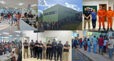 A montagem reúne seis fotografias que retratam a ação da Justiça Eleitoral em um período de gran...