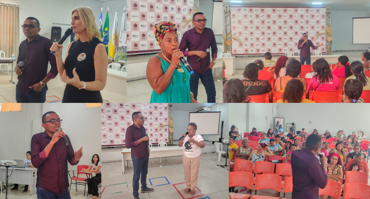 A imagem é uma montagem em formato de mosaico com seis fotografias que registram um evento reali...
