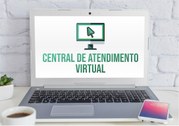 imagem colorida de um notebook com a tela da Central de atendimento virtual ao eleitor