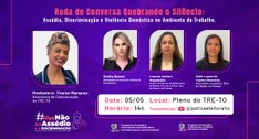 TRE-TO realiza roda de conversa sobre enfrentamento ao assédio, discriminação e violência doméstica