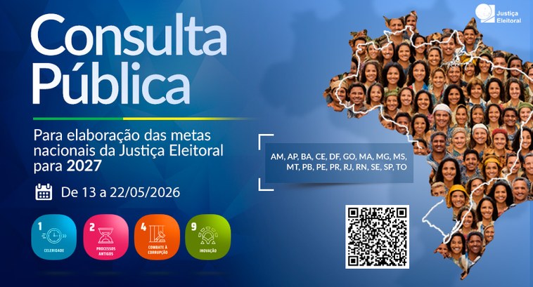 Arte gráfica institucional em tons de azul divulgando uma consulta pública para elaboração das m...