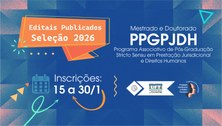 A imagem é um banner institucional de divulgação acadêmica, com fundo azul em tons variados e te...