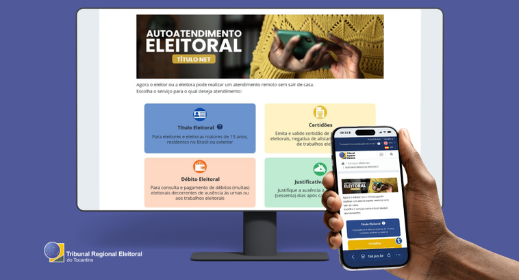 Justiça Eleitoral do Tocantins mantém atendimento online nos dias 1º, 2 e 3 de abril Expediente presencial será suspenso em razão do feriado da Semana Santa.
