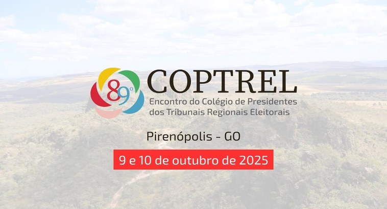 A imagem é um banner de divulgação do 89º Coptrel. No lado esquerdo, há um logotipo circular col...