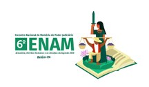 A imagem apresenta a identidade visual do 6º Encontro Nacional de Memória do Poder Judiciário (E...