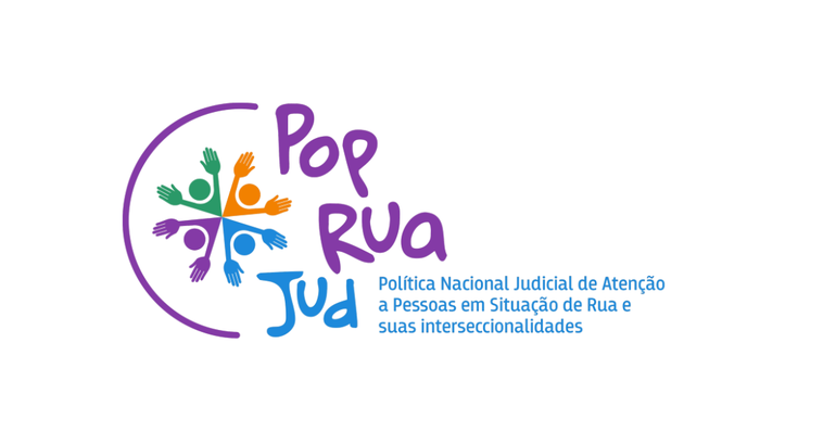 A imagem apresenta a identidade visual do programa "Pop Rua Jud", iniciativa voltada à Política ...