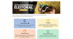 A imagem apresenta uma página de divulgação do Autoatendimento Eleitoral, chamado Título Net. El...