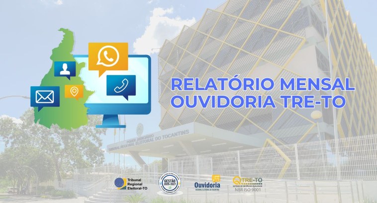 Ouvidoria do TRE-TO divulga relatório de atendimentos de novembro A imagem é um card digital com o título “Relatório Mensal Ouvidoria TRE-TO”. À esquerda, aparece...