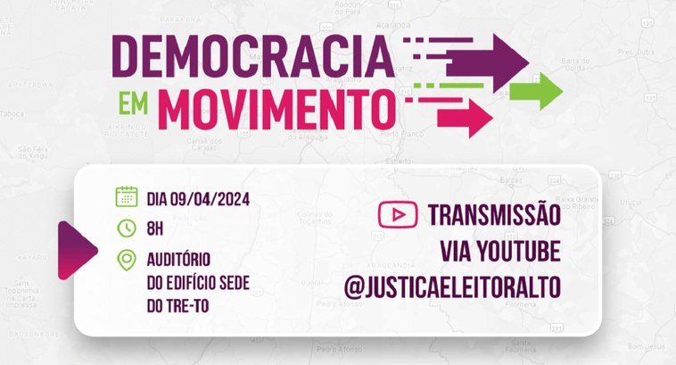TRE-TO sedia seminário “Democracia em Movimento” no dia 9 de abril TRE-TO sedia seminário “Democracia em Movimento” no dia 9 de abril