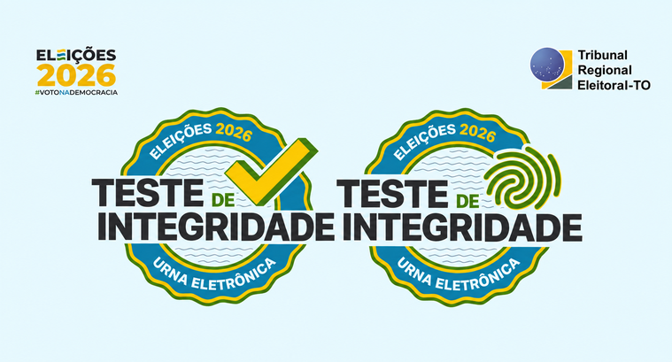 #ParaTodosVerem: A imagem é uma peça gráfica oficial sobre as Eleições 2026, com fundo claro e e...