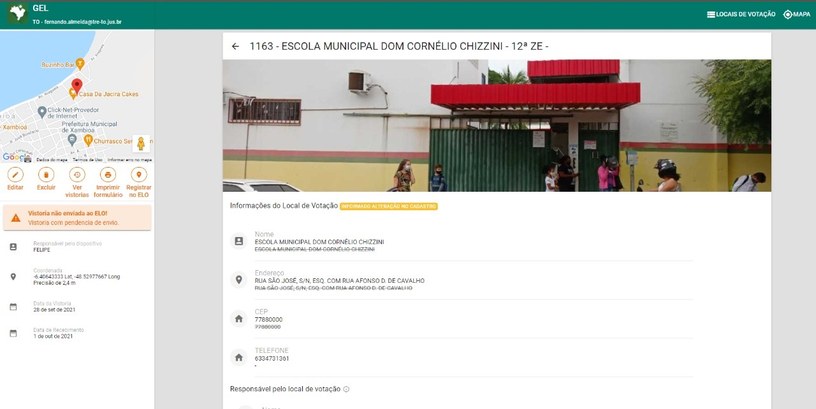 Vistoria em escola da 12ZE de Xambioá - Sistema GEL Vistoria em escola da 12ZE de Xambioá - Sistema GEL